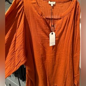 Oversized cotton bleu top